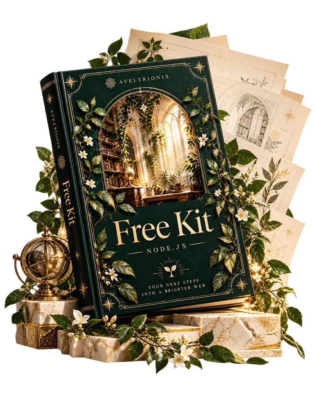 Aveltrionix Free Kit coursebook surrounded by illustrated worksheets